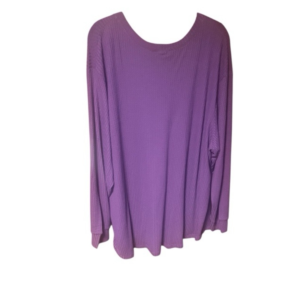 Torrid‎ Waffle Knit Lace Up V Neck Long Sleeve Top In Concord Grape NWT - Picture 4 of 9